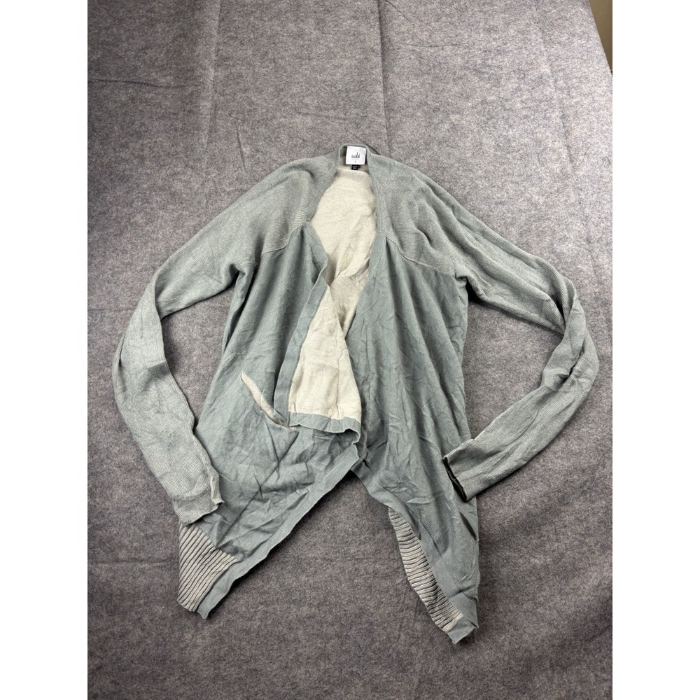 Cabi Cardigan Green Draped Open Front Pocket Sweater Womens S Boho Coastal Yoga